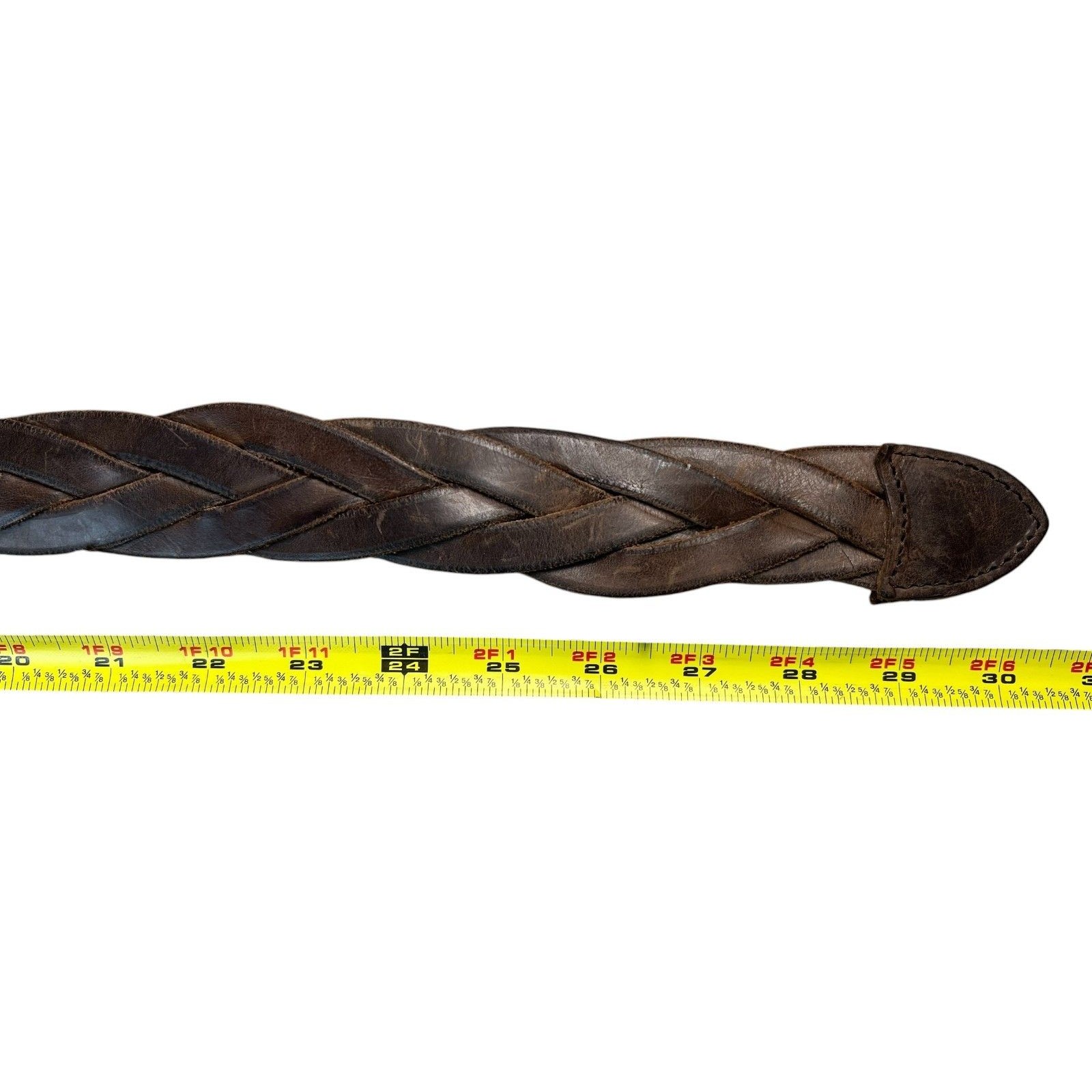 Linea Pelle Women's Boho Western Braided Distressed Brown Leather Belt Size S — image 8 of 8